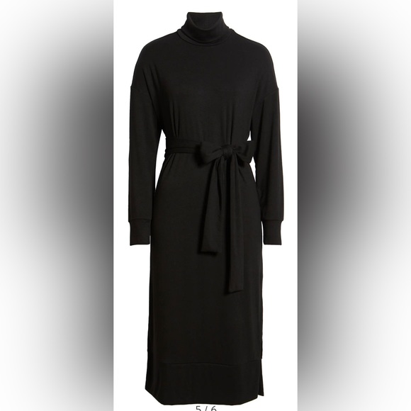 Caslon Dresses & Skirts - Caslon Tie Waist Long Sleeve Turtleneck Midi Dress size XS NWT